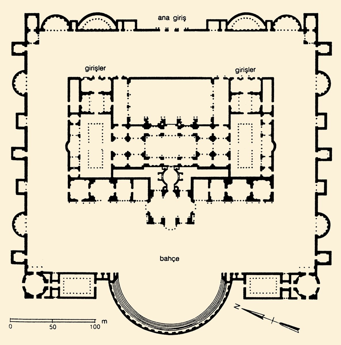 Diocletianus’un Roma’da inşa ettirdiği hamamın planı