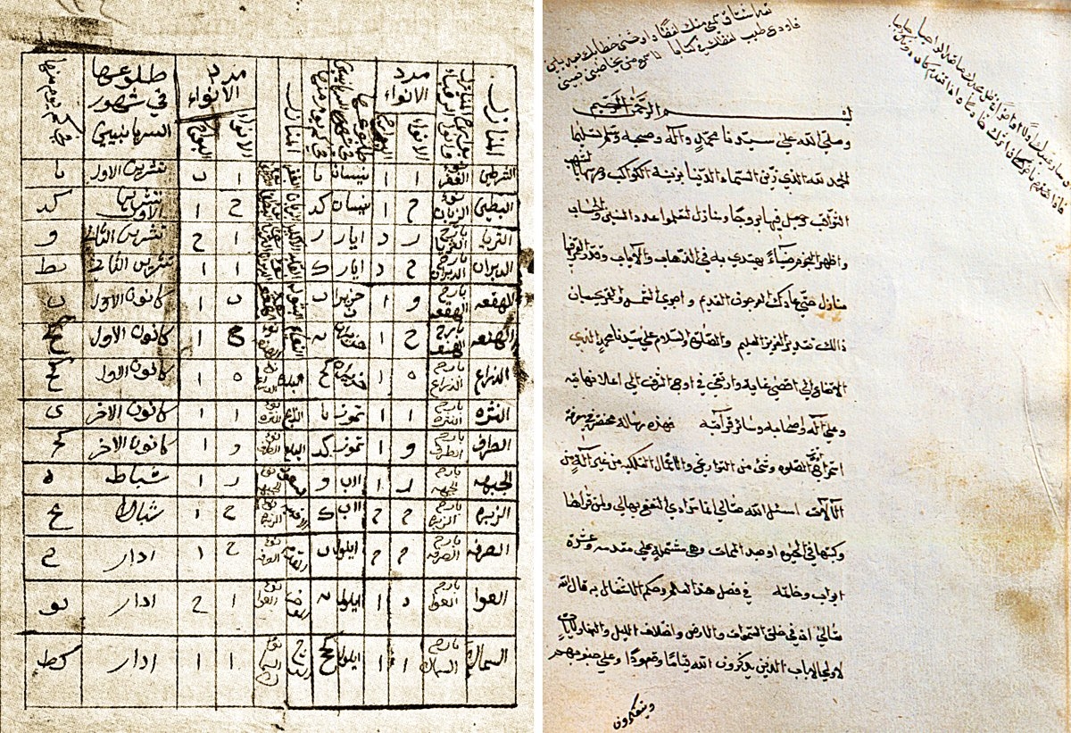 Hattâb’ın Risâle fî maʿrifeti istiḫrâci evḳāti’ṣ-ṣalât adlı eserinin ilk ve son sayfaları (Süleymaniye Ktp., Bağdatlı Vehbi Efendi, nr. 2145/3)