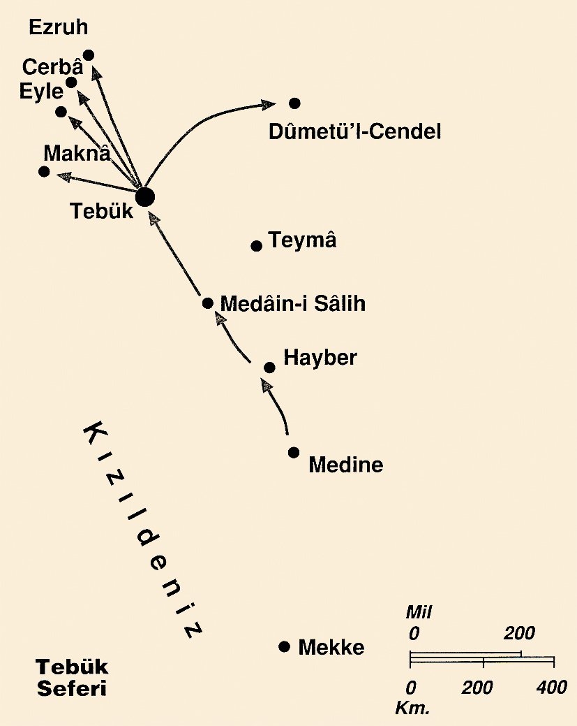 Tebük Gazvesi’nde izlenen güzergâh