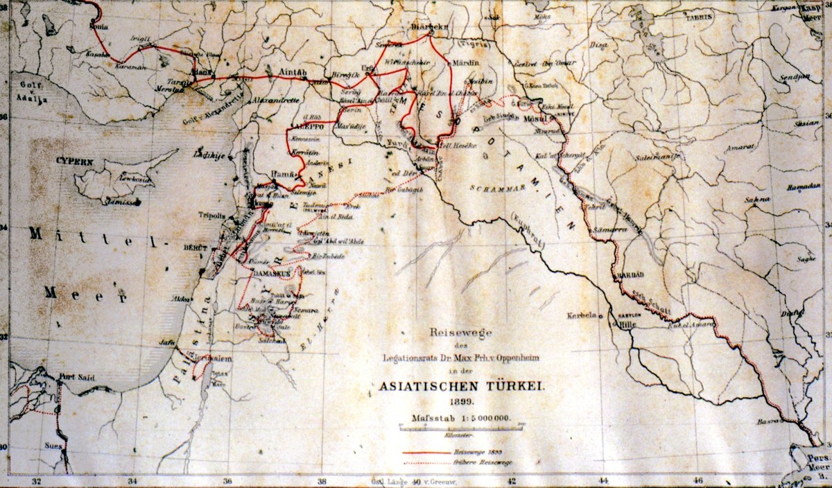 Bağdat demiryolu güzergâhını gösteren 1899 tarihli harita (İÜ Ktp., Albüm, nr. 90567)