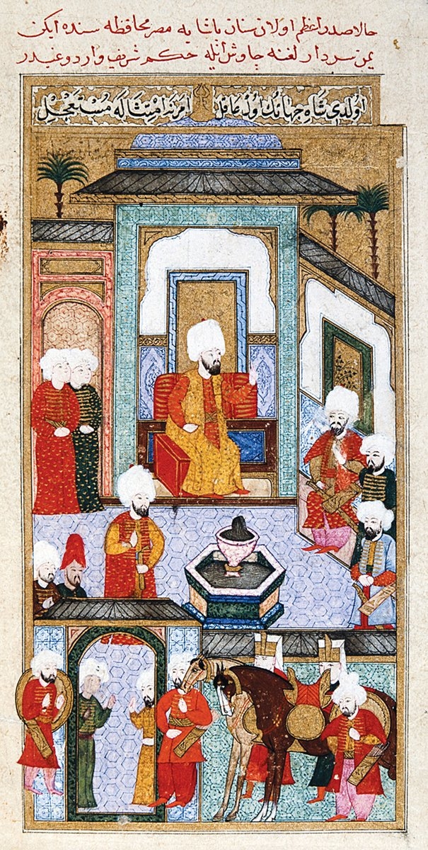 Sadrazam Koca Sinan Paşa’yı tasvir edenbir minyatür (Târîh-i Feth-i Yemen,İÜ Ktp., TY, nr. 6045, vr. 7b)