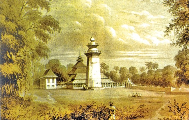 Bentem’de Beyaz Minare’nin eski bir gravürü(Java [ed. P. Hutton], s. 134)