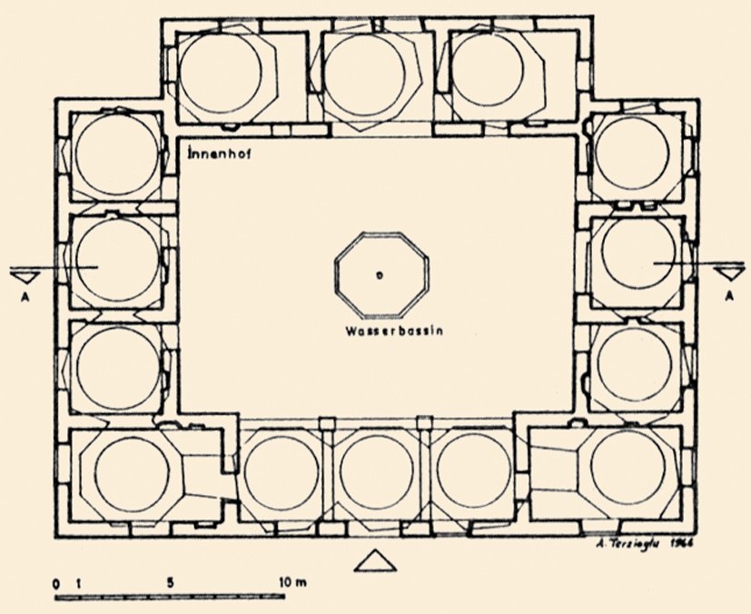 Manisa Hafsa Sultan Dârüşşifâsı’nın planı(A. Terzioğlu’ndan)
