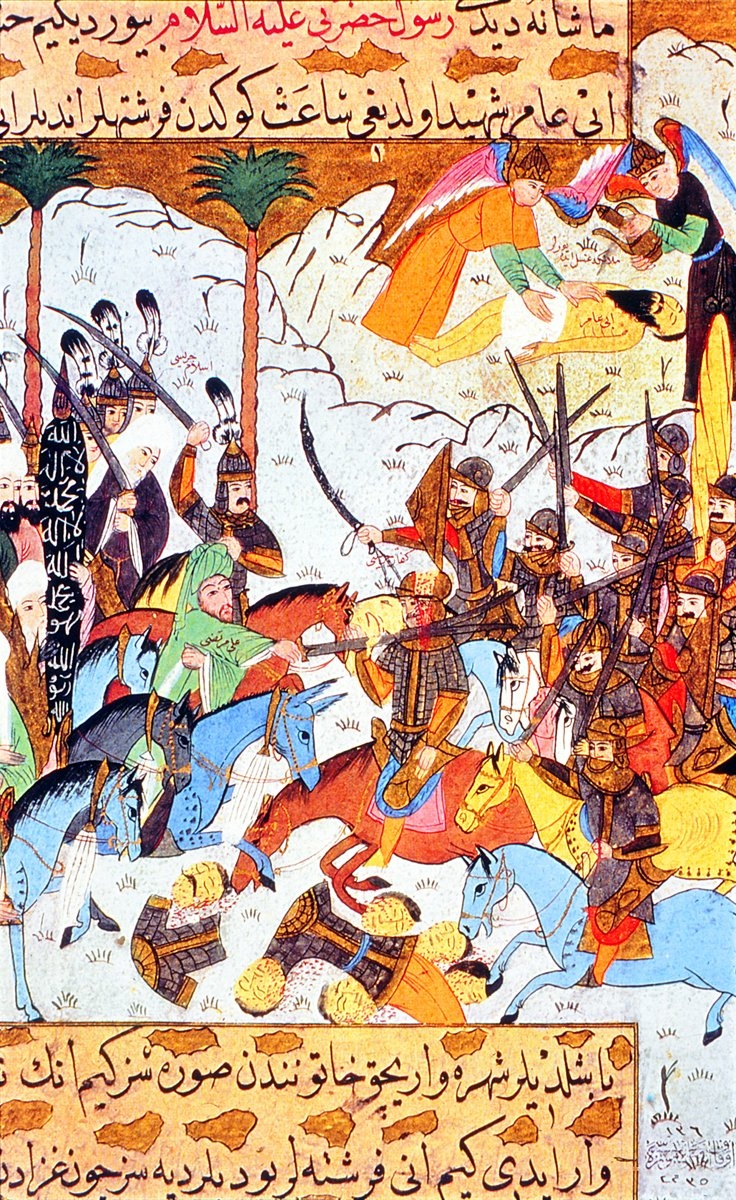 Bir gazveyi tasvir eden minyatür (Siyer-i Nebî, Türk ve İslâm Eserleri Müzesi, nr. T. 1924, vr. 413b)