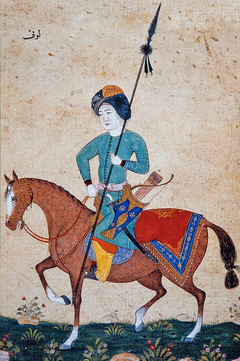 Levnî’nin bir süvari minyatürü (TSMK, Hazine, Albüm, nr. 2143, vr. 13b)