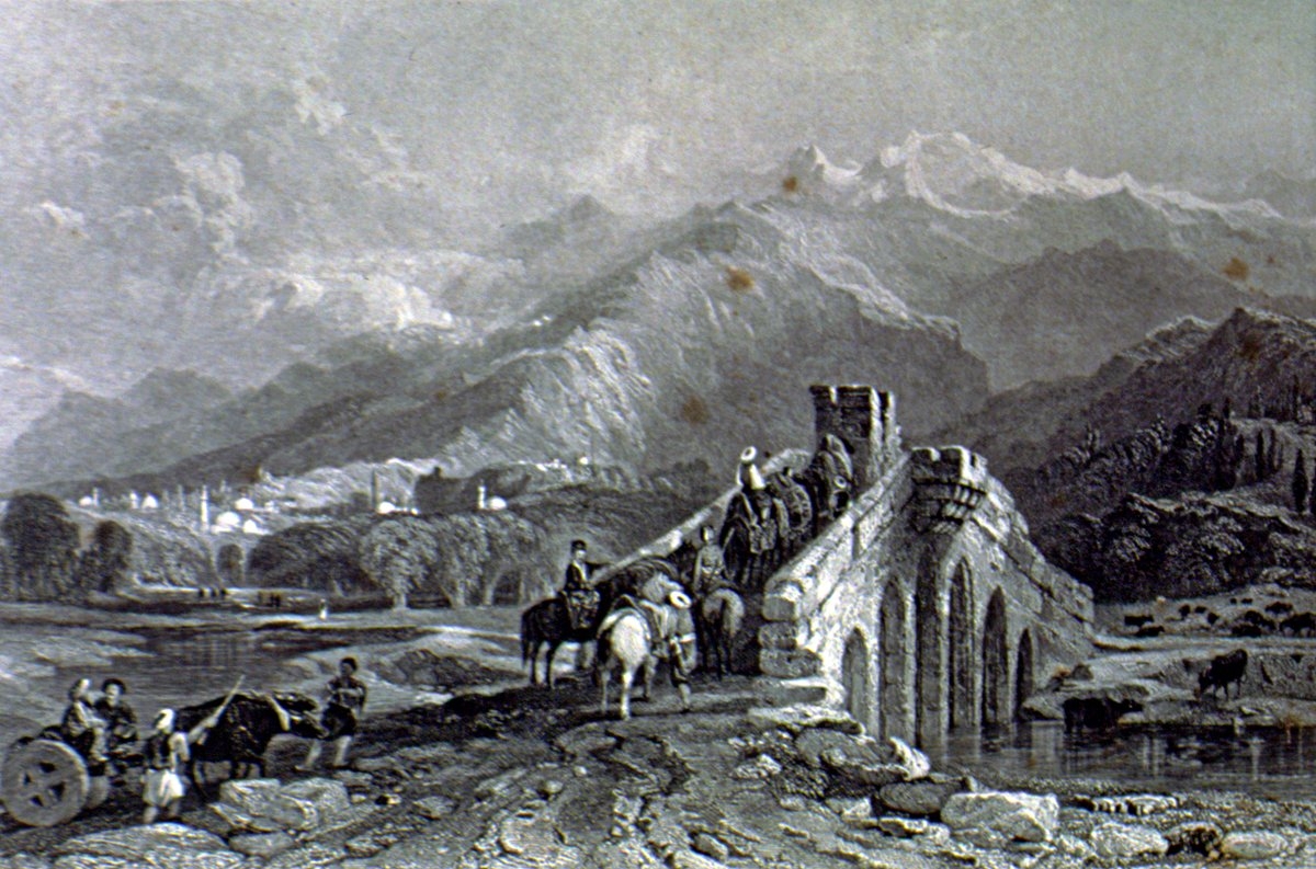 1838 yılında Bursa ve Uludağ’ı gösteren Allom tarafından yapılmış bir gravür (R. Walsh, Constantinople and the Scenery of the Seven Churches of Asia Minor, London 1940, I, 18)