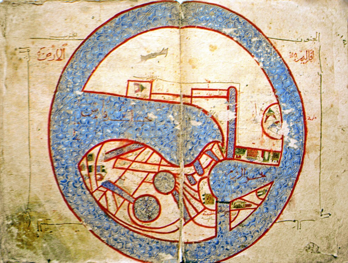 İstahrî’nin Mesâlikü’l-memâlik adlı eserindeki dünya haritası (TSMK, III. Ahmed, nr. 3348, vr. 2b-3a)