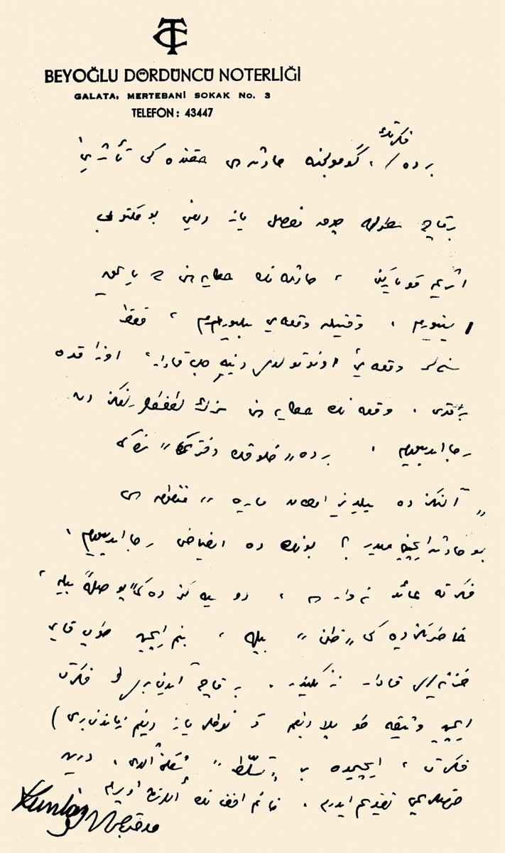 Mithat Cemal Kuntay’ın el yazısı ve imzası (Abdullah Uçman arşivi)