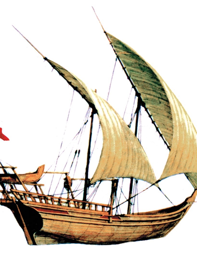 İki yelkenli bir sünbûkü gösteren çizim