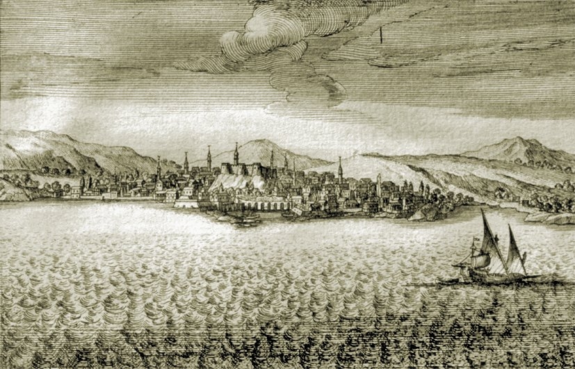 XVIII. yüzyılın başlarında Gelibolu’yu gösteren bir gravür (Tournefort, Relation d’un voyage du Levant, I, Paris 1717, s. 460)