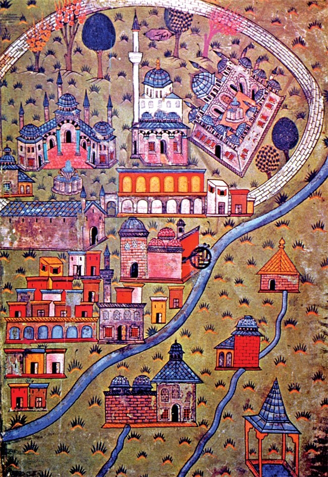 Eskişehir’in XVI. yüzyıl içindeki durumunu gösteren bir minyatür (Matrakçı Nasuh, Beyân-ı Menâzil-i Sefer-i Irâkeyn, İÜ Ktp., TY, nr. 5964, vr. 109b)