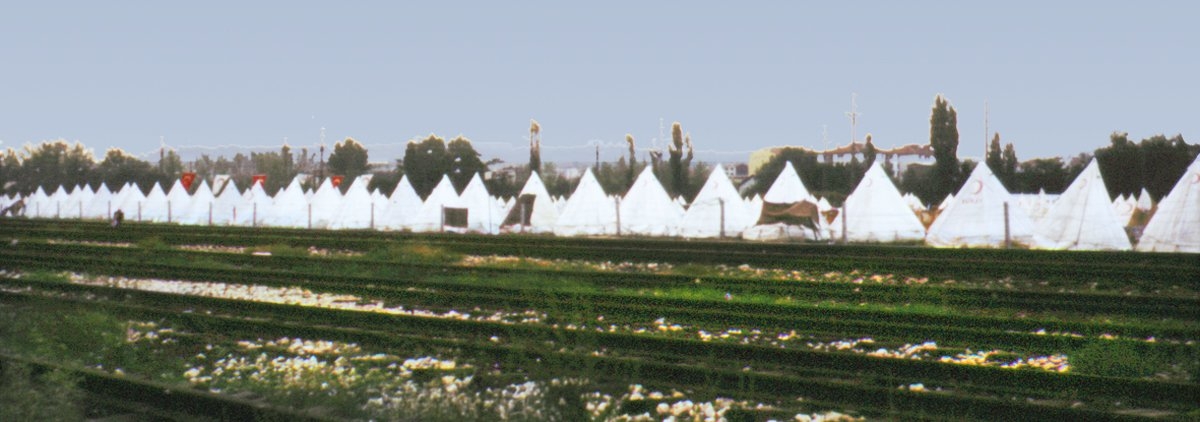 Edirne yakınlarında göçmenler için kurulanbir çadırkent