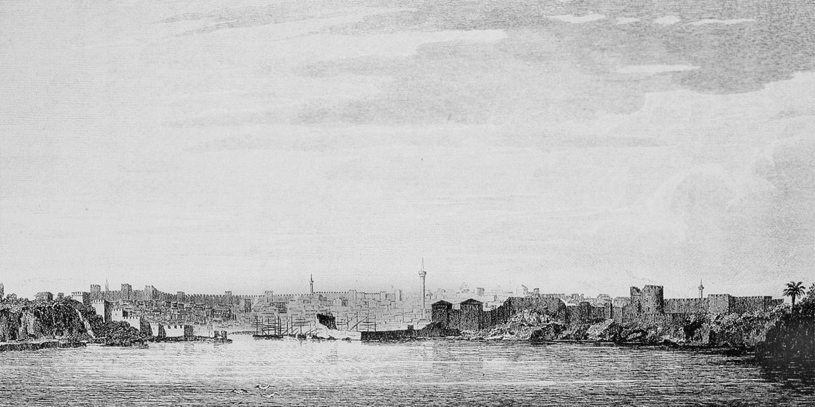 Antalya’nın XIX. yüzyıl başlarında çizilen bir gravürü (Fr. Beaufort, Karamanya, s. 124)