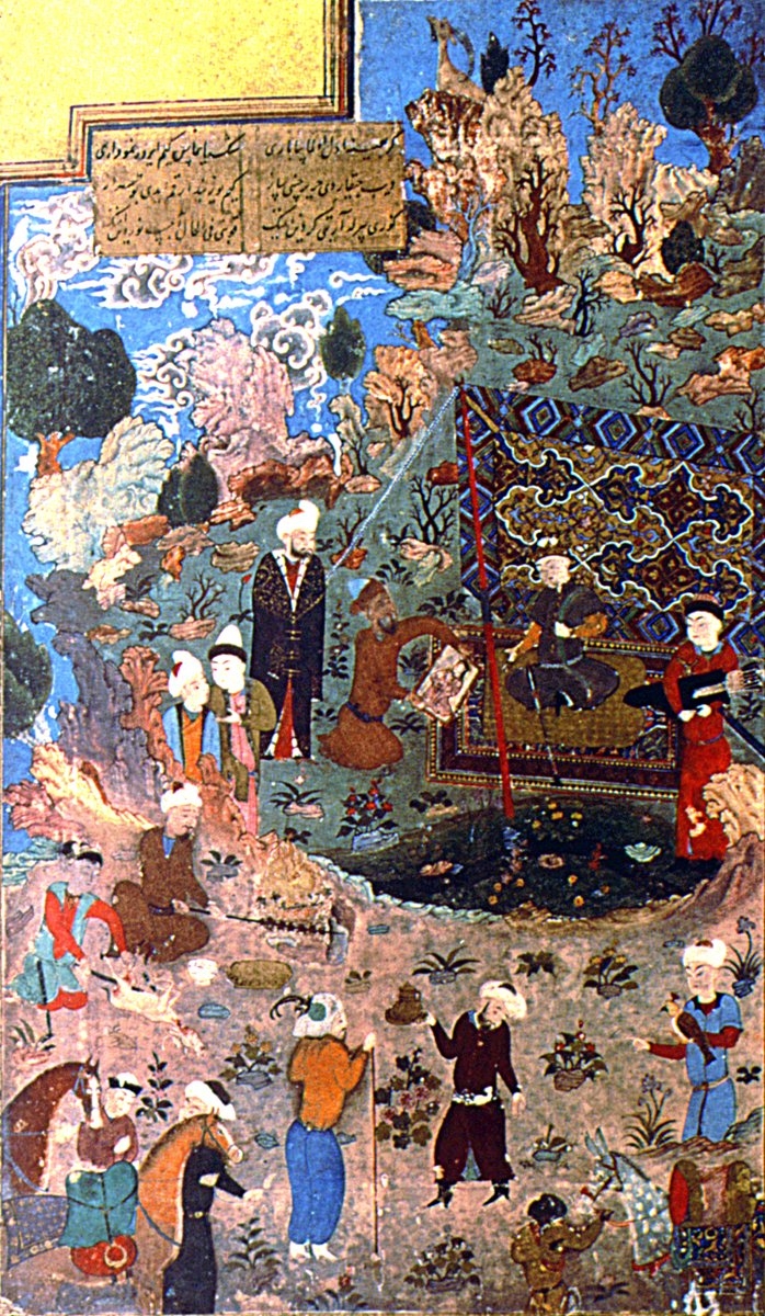 Herat ekolüne ait 890 (1485) tarihli bir minyatür (Ali Şîr Nevâî, Seb‘a-i Seyyâre, Oxford Bodleian Ktp., nr. 317, vr. 14a)