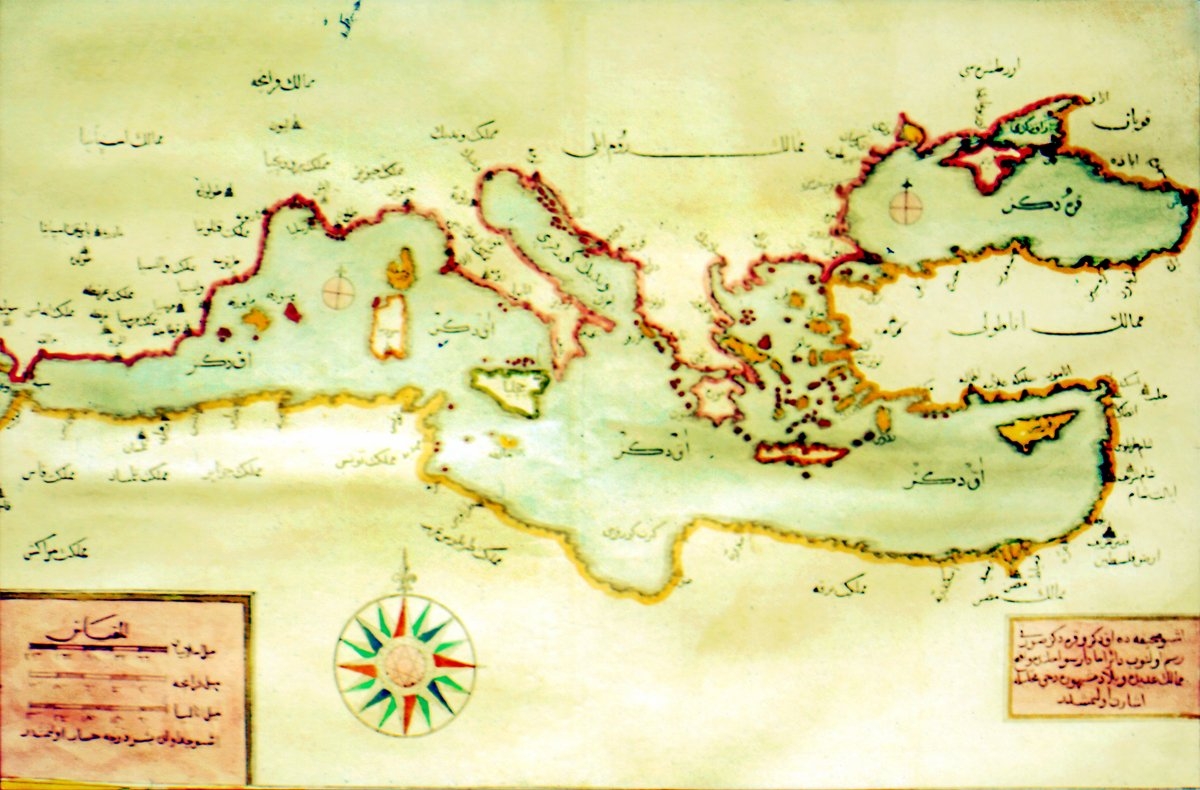 Kâtib Çelebi’nin Cihannümâ adlı eserinde Akdeniz ve çevresini gösteren harita