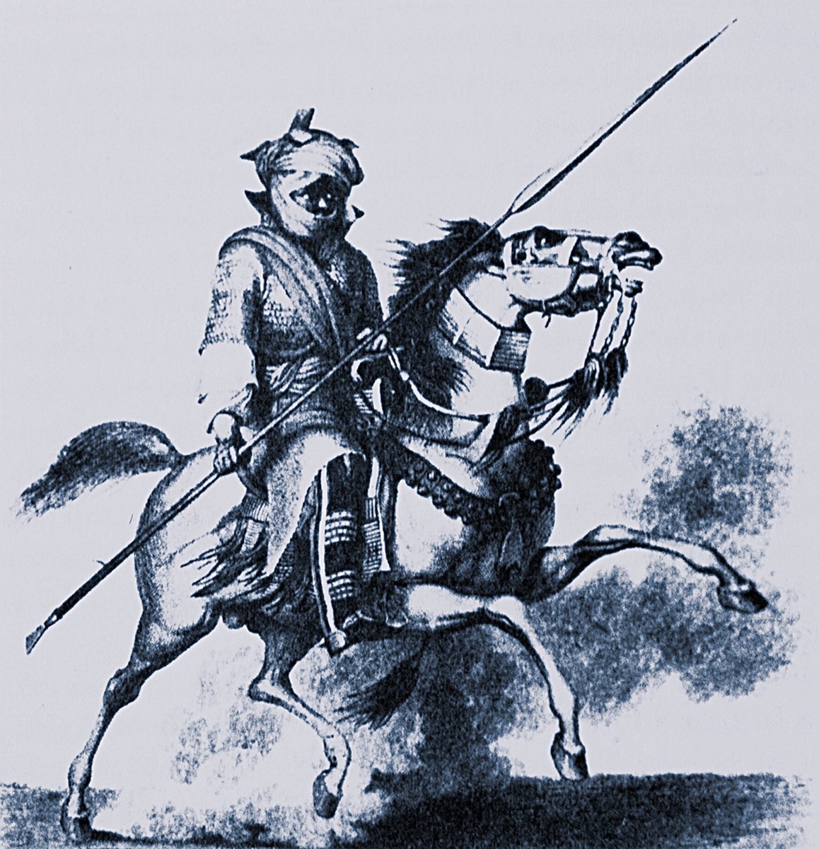 Bornu Sultanı İdrîs Elevmâ’nın ordusundan bir süvari (D. Denham – H. Clapperton, Narrative of Travels..., London 1826, s. 64)