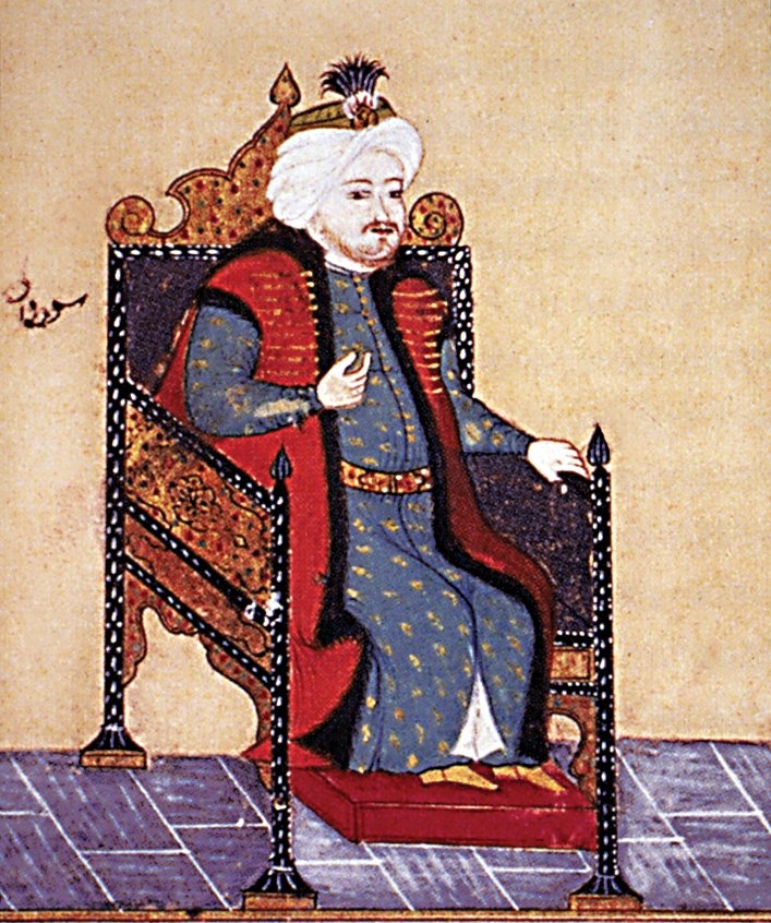 II. Mustafa’yı tahtında gösteren bir tasvir