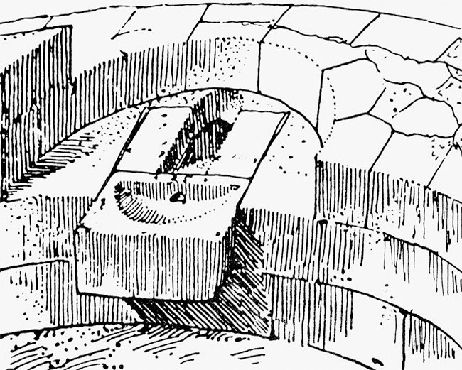 Müşettâ Kasrı’ndaki abdesthane taşlarından birinin çizimi