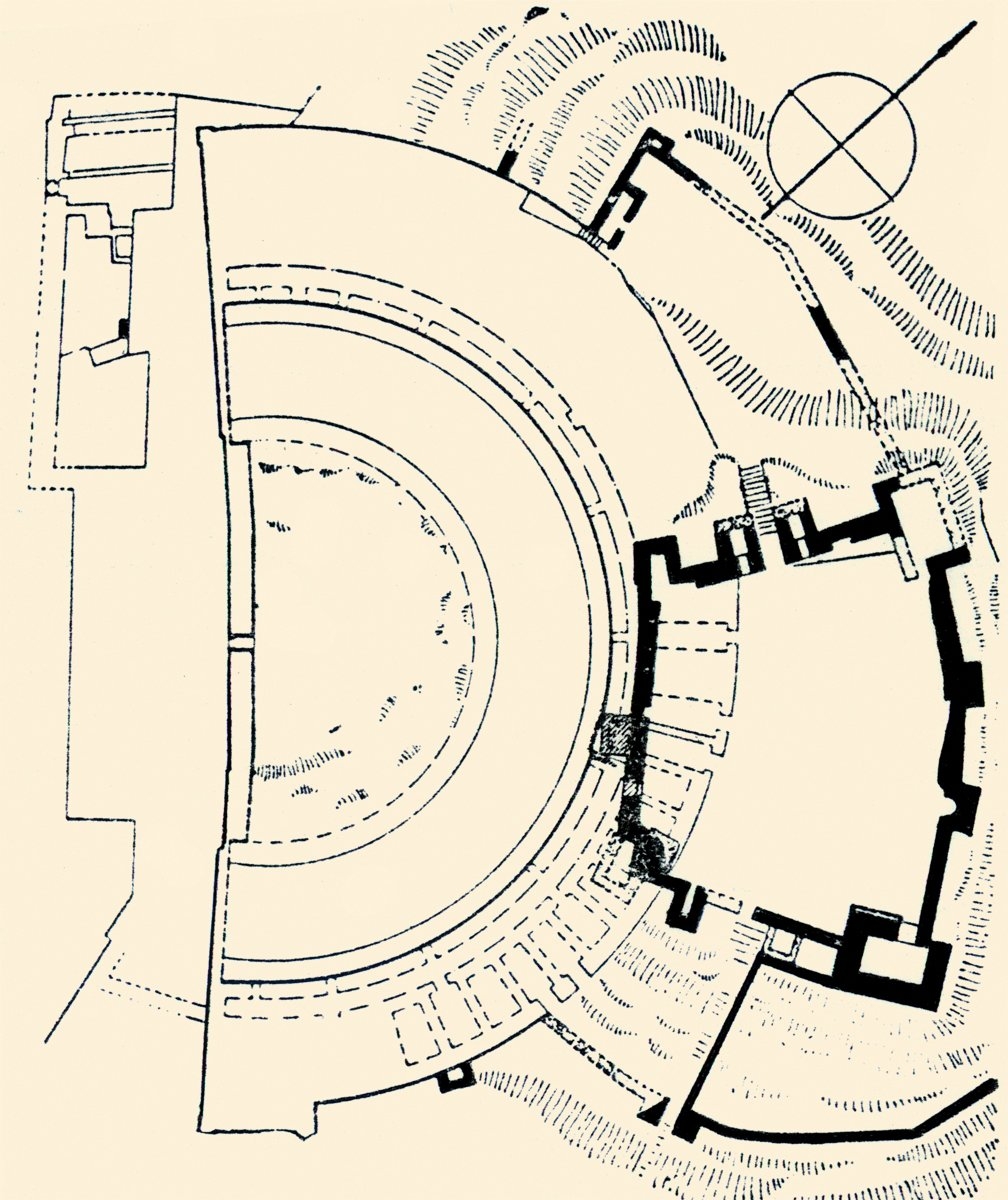 Miletos Tiyatrosu’nun duvarlarından faydalanılarak inşa edilen kalenin planı