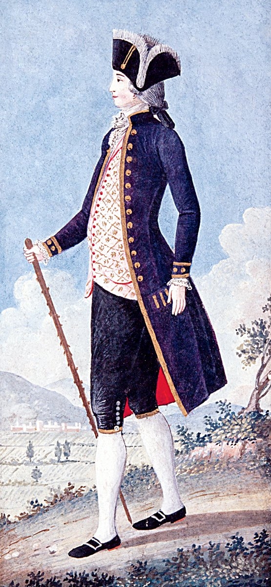 XVIII. yüzyıla ait bir el yazmasında Fransız beyzadesini gösteren resim (Enderunlu Fâzıl, Hûbannâme, İÜ Ktp., nr. 5502, vr. 64a)