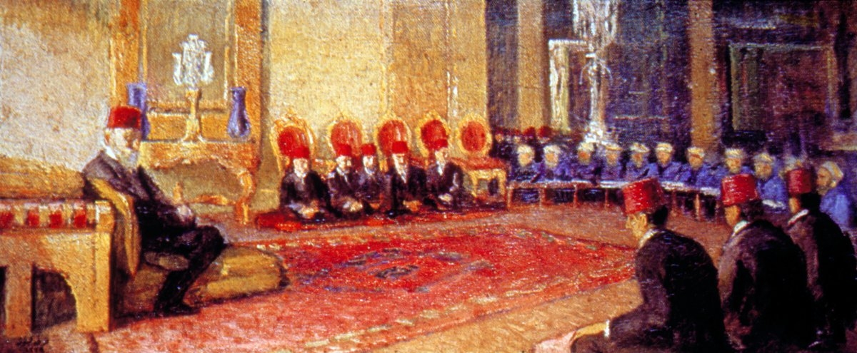 Hüseyin Avni Lifij’in huzur dersi konulu yağlı boya tablosu