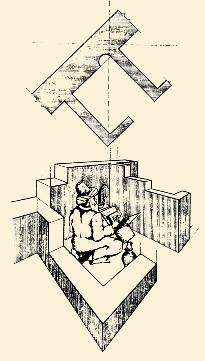 Konya Ereğlisi’nde bulunan Şehâbeddin Sühreverdî Külliyesi’ndeki halvethânenin planı ve perspektifi (Karamağaralı, s. 266)