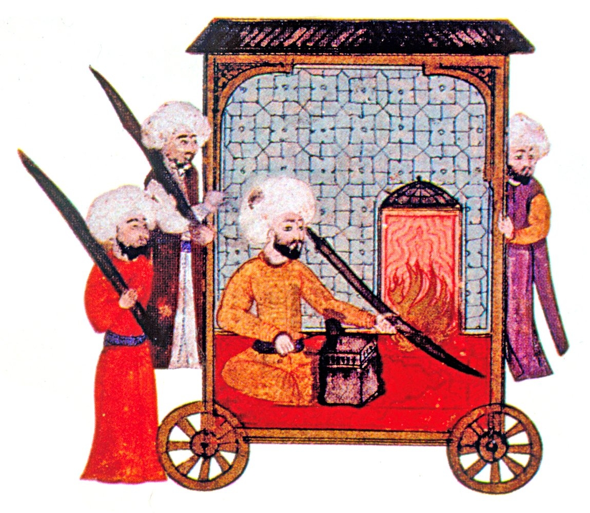 Seyyid Lokmân’ın hazırladığı Surnâme-i Hümâyun’da kılıççı esnafının geçişini gösteren bir minyatür (TSMK, Hazine, nr. 1344, vr. 96a’dan detay)