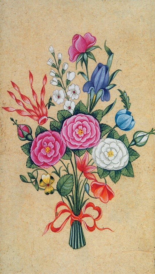 XVIII. yüzyıla ait anonim bir eserdegüllerin hâkim olduğu gül buketi(Silsilenâme-i Osmâniye, İÜ Ktp., TY, nr. 9366, s. 52)