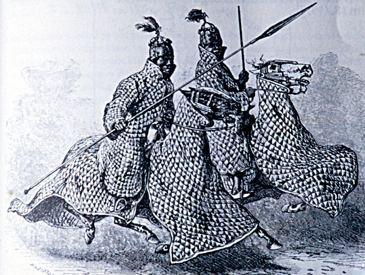 Bornulu savaşçıları gösteren temsilî bir resim (Th. Krings, Sahel, Köln 1982, s. 87)