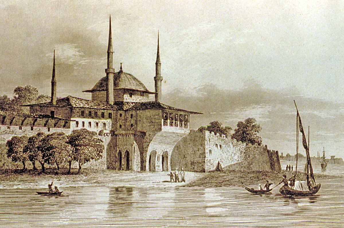İncili Köşk’ü tasvir eden XIX. yüzyılın ilk yarısına ait bir gravür (Jouannin – Gaver, lv. 55)