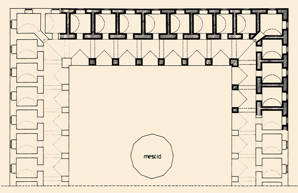 İpek Hanı’nın restorasyon öncesine ait kısmî planı