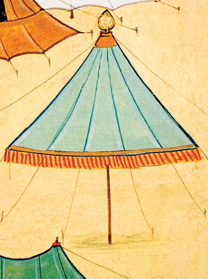 Savaş suçlularının idam edildiği leylek çadır (TSMK, III. Ahmed, nr. 3593, vr. 11a’dan detay)