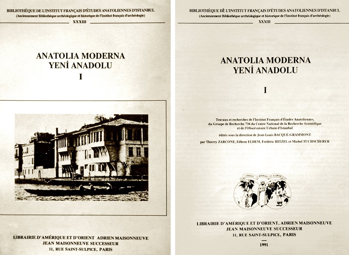 Fransız Anadolu Araştırmaları Enstitüsü’nün yayımladığı Anatolia Moderna / Yeni Anadolu dergisinin dış ve iç kapakları