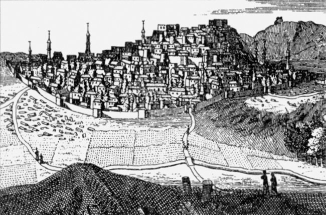 Pitton de Tournefort’nun seyahatnâmesindeXVIII. yüzyıl Ankara’sını gösteren bir gravür(Relation d’un voyage du Levant fait par ordre du Roy..., Paris 1727, II, 442)