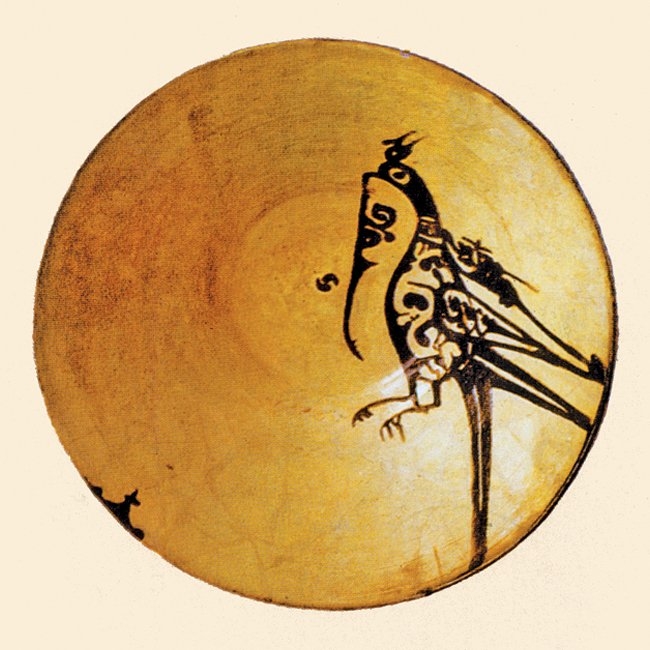 Kuş tasvirli sırlı tabak