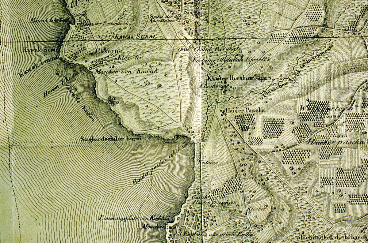 Comte de Chouseul-Gouffier için F. Kauffer tarafından 1776’da çizilen haritada Haydarpaşa semtini gösteren bölüm