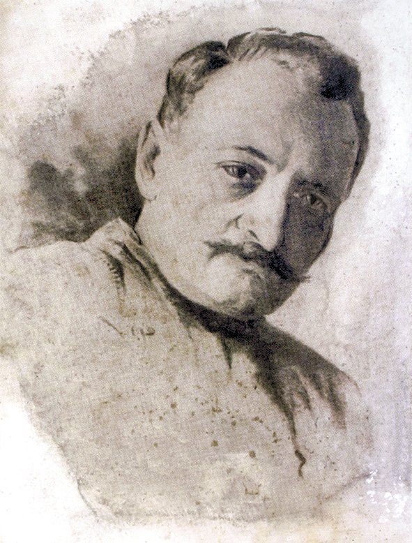 Tevfik Fikret’in kendi eliyle yaptığı karakalem portresi (Âşiyan Müzesi)