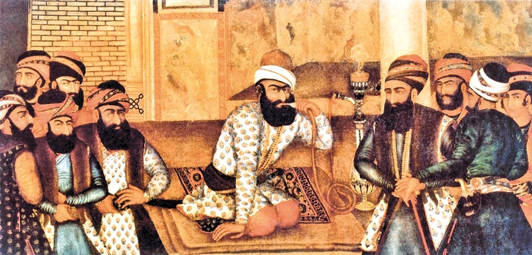 Zend Kerim Han ve maiyetini gösteren bir minyatür (Royal Persian Paintings: The Qajar Epoch, 1785-1925 [ed. Layla S. Diba – Maryam Ekhtiar], New York 1998, Katalog nr. 25)