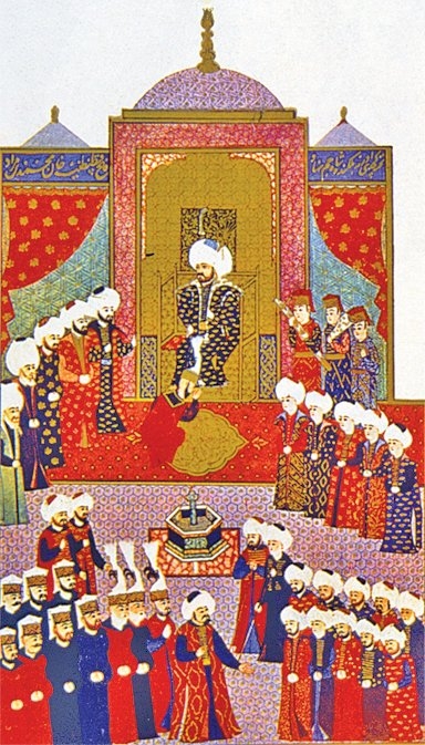 II. Mehmed’in Edirne’de ikinci cülûsunu tasvir eden minyatür (Seyyid Lokmân, Hünernâme, I, TSMK, Hazine, nr. 1523, vr. 153b)
