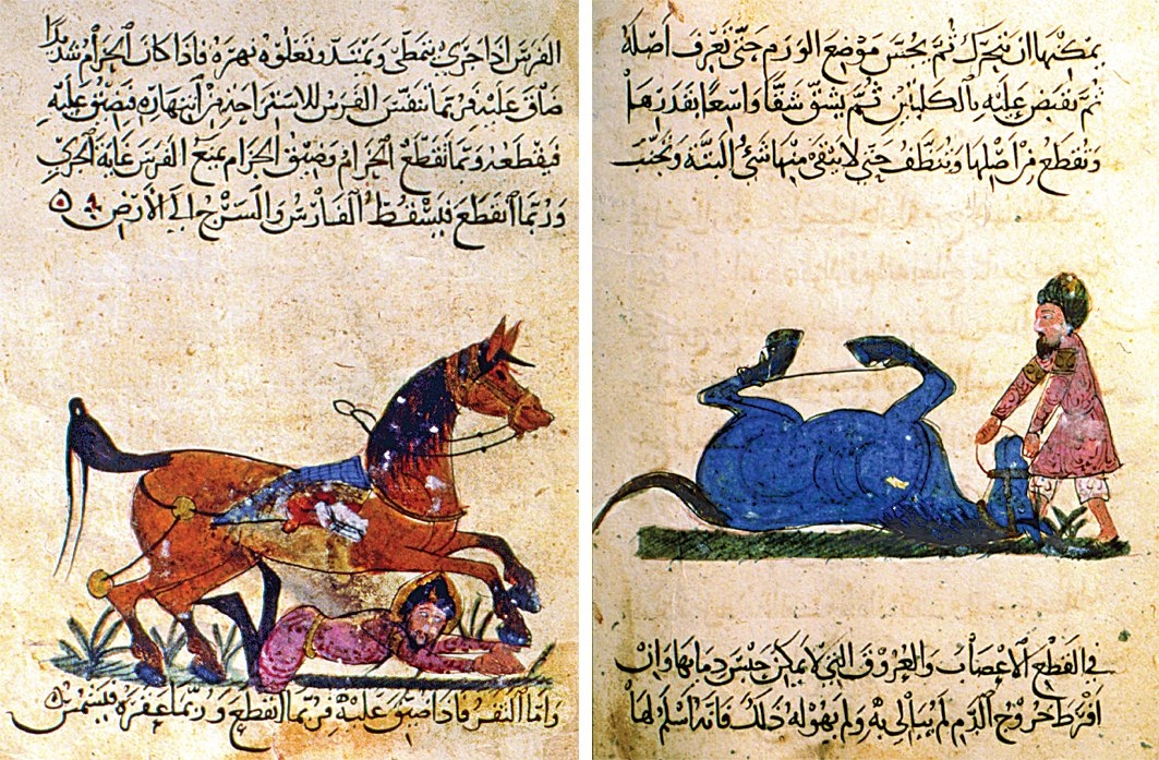 Muḫtaṣaru Kitâbi’l-Bayṭara’dan iki minyatür(TSMK, III. Ahmed, nr. 2115, vr. 47a, 125b)