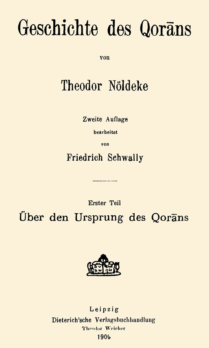 T. Nöldeke’nin Kur’an tarihi ile ilgili kitabının kapağı