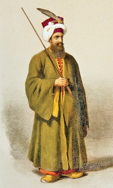 Bâbıâli alay başçavuşu (Ârif Mehmed Paşa, Mecmûa-i Tesâvîr-i Osmâniyye, İstanbul 1279, lv. IX)