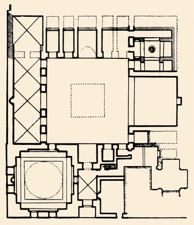 Eyyûbî medreselerinin genel özelliklerini gösteren Şam’daki Âdiliyye Medresesi’nin planı