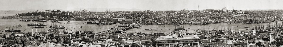 Haliç’in giriş kısmını gösteren 1321 (1903) tarihli panorama (Ahmed Muhtar Paşa, Feth-i Celîl-i Kostantiniyye, İÜ Ktp., TY, nr. 5010)