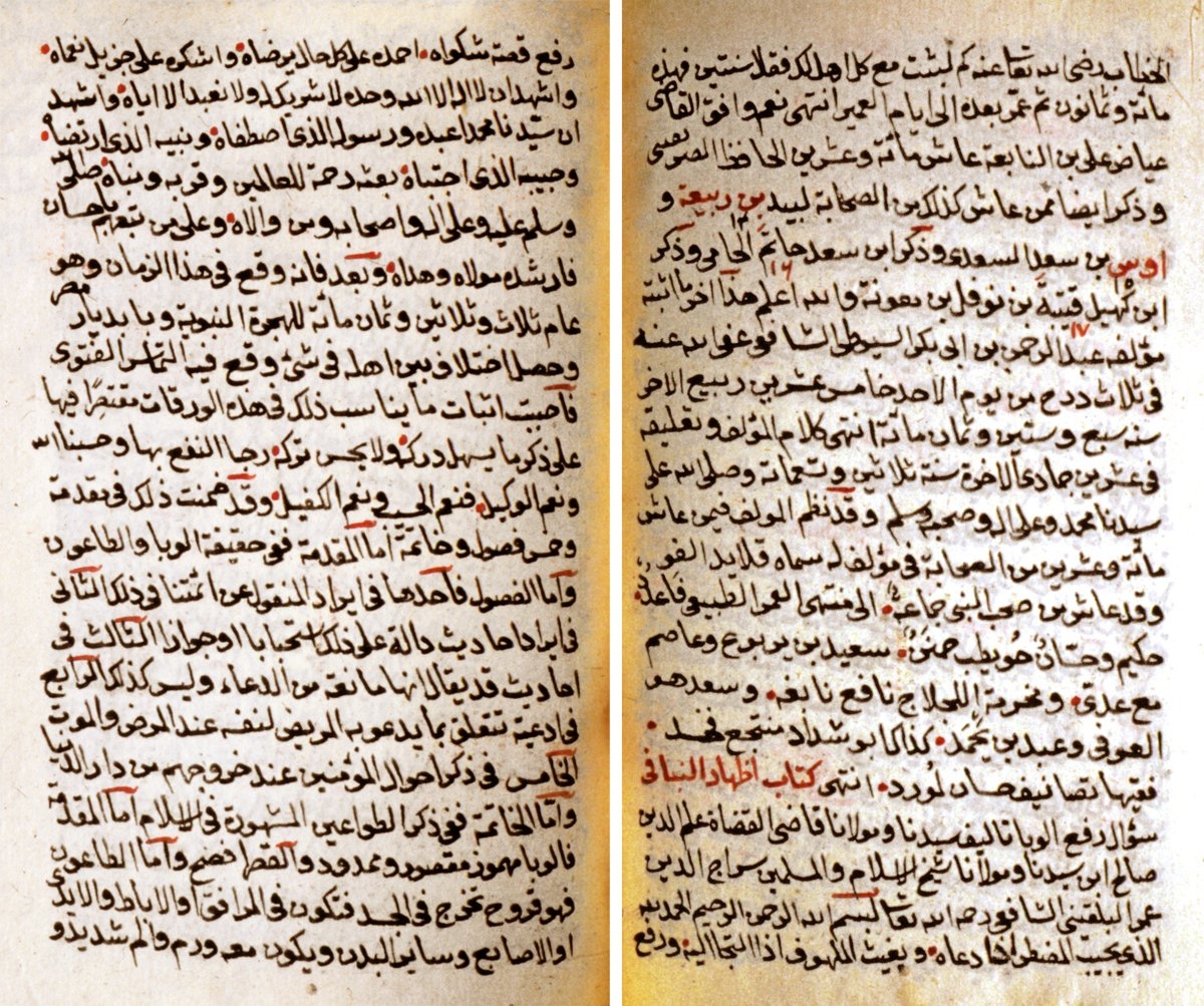 Sâlih b. Ömer el-Bulkīnî’nin İẓhârü’n-nebâ fî suʾâli refʿi’l-vebâ adlı risâlesinin ilk iki sayfası (Süleymaniye Ktp., Esad Efendi, nr. 1415/5, vr. 92b, 93a)
