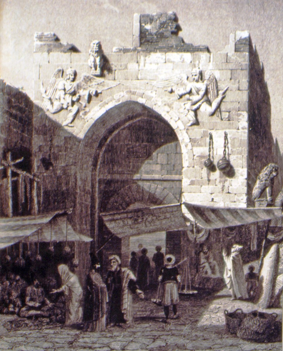 Konya Kalesi’nin Pazar Kapısı’nı gösteren XIX. yüzyılın ortalarına ait bir gravür (Charles Texier, Description de l’Asia mineure, Paris 1849, II, lv. 97)