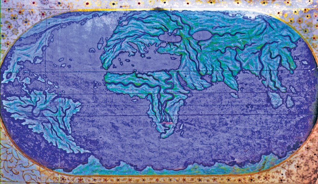 Mehmed Suûdî Efendi’nin Târîh-i Hind-i Garbî adlı eserinde dünya haritası(Beyazıt Devlet Ktp., nr. 4969, vr. 34b)