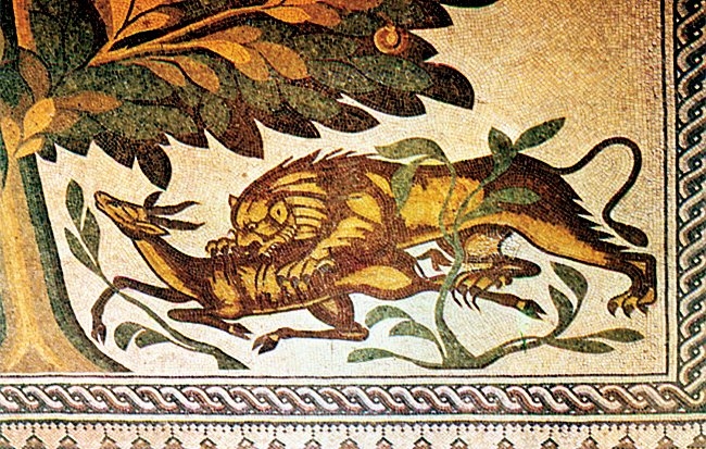 Hırbetü’l-mefcer adlı Emevî sarayının mozaik süslemelerine bir örnek – Filistin