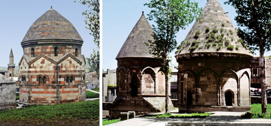 Üç Kümbetler denilen Emîr Saltuk Kümbeti ile diğer iki kümbet – Erzurum