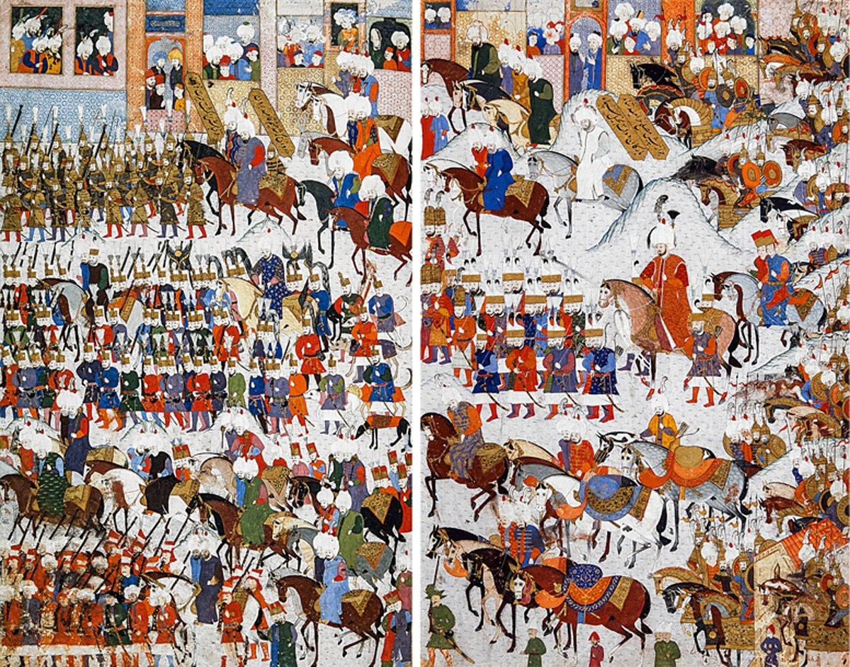 Atları bir merasim sırasında gösteren minyatürler (İÜ Ktp., FY, nr. 1404, vr. 38b-39a)